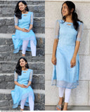 Heavy Net Organza Embroidery Sequence Work Kurti