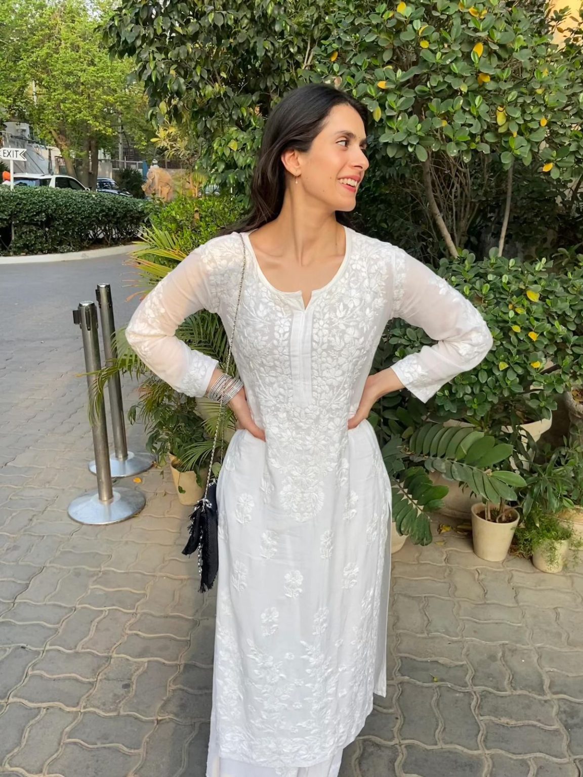 Premium Handwork Chikankari White Modal Kurta, Palazzo, and Dupatta Set
